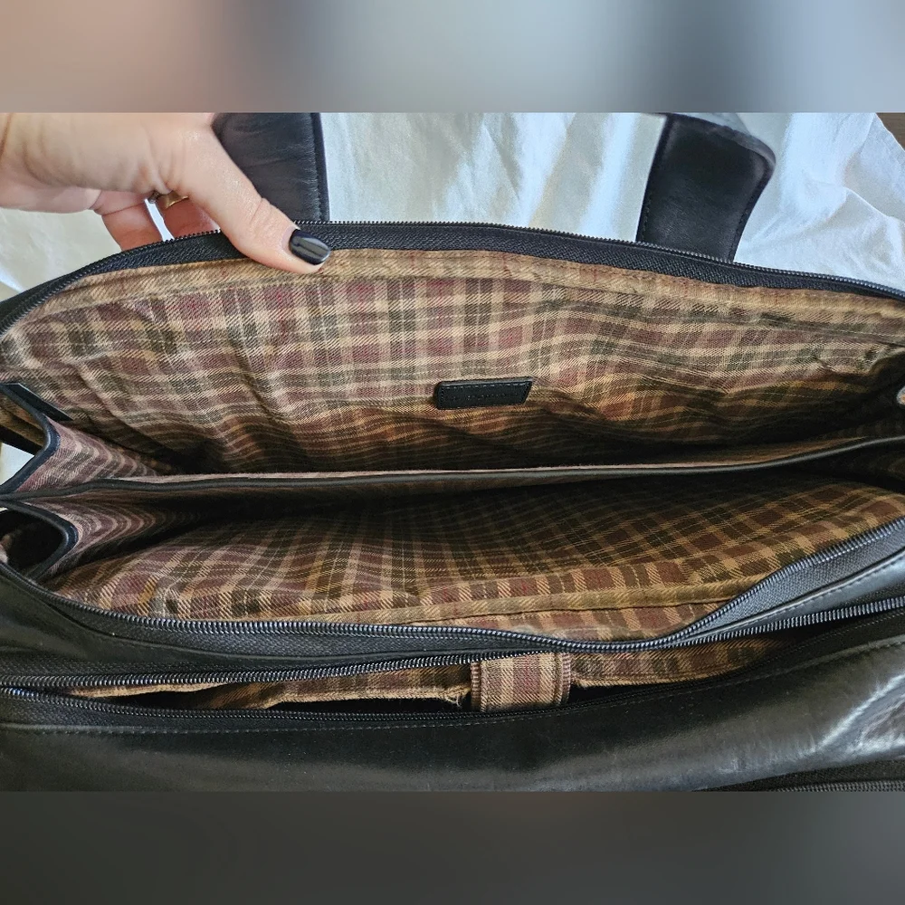 Vintage El Portal Black Leather Briefcase Laptop Messenger Bag